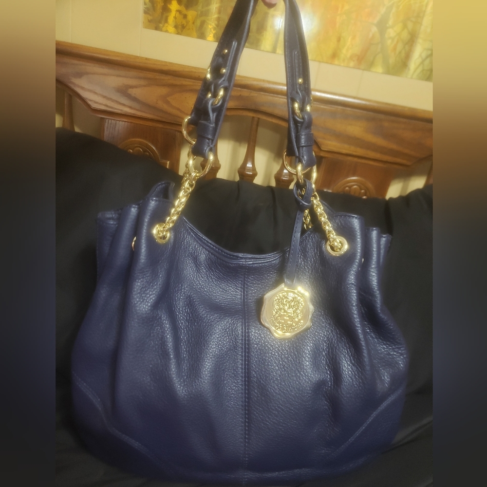 Vince Camuto LEATHER Navy Blue Shoulder Bag